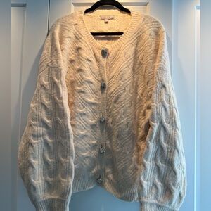 J. Crew Cream Button-Up Cardigan with Jeweled Buttons. Like new.  Worn 3 times.